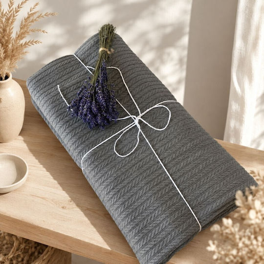 Pucioasa Knitted Single Blanket 160x220cm Dark Grey