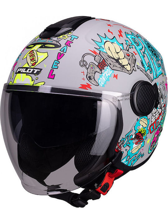 Pilot Fly SV Future express Grey Mat Каска за мотор Джет ECE 22.06 с Sunvisor