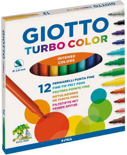 Giotto Turbo Color Маркери за рисуване 2.8mm Дебели Комплект 12 цвята