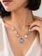 Liva Fashion Колиета Очи Златно Синьо НК00024