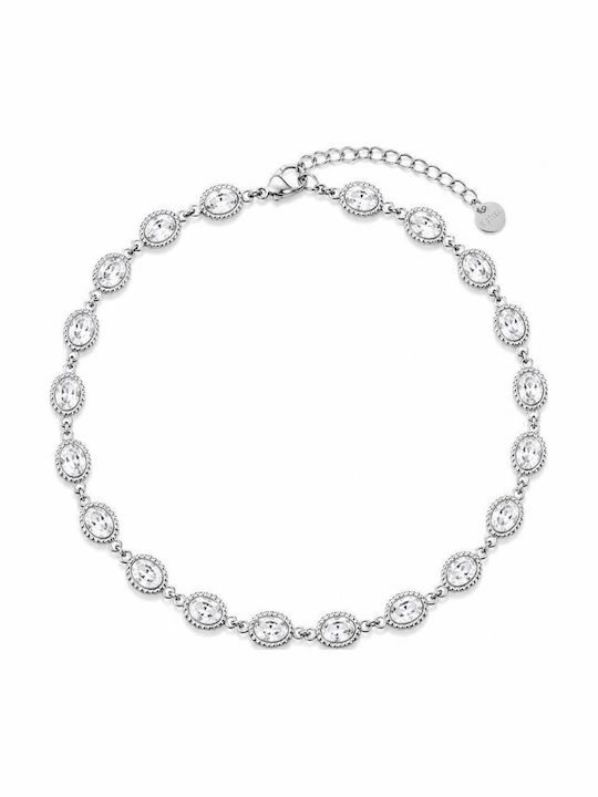 Halskette aus Stahl mit Diamant & Zirkon