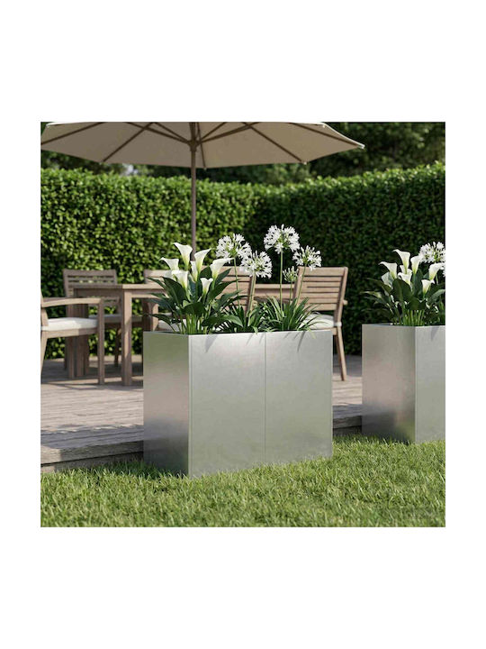 vidaXL Garten Silber Metallischer Blumentopf Si...