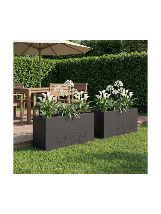 vidaXL Set 2 Ghivece De Flori Metalice Negre 30 Cm