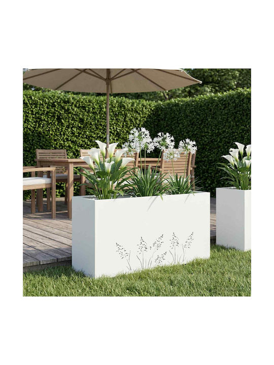 vidaXL Garden Metal White Flower Pot 100x30x49cm