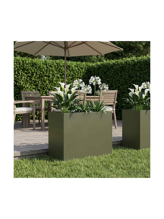 vidaXL Garten Pflanzgefäß Metallisch Limettengr...