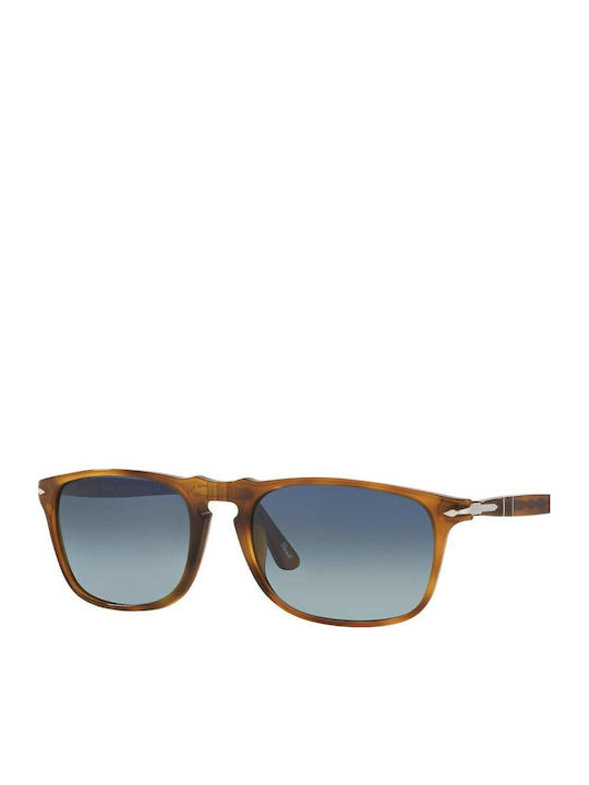Persol 3059 Unisex Sunglasses with Brown Tartaruga Horn-Rimmed Frame and Blue Polarized Lens PO3059 96/S3