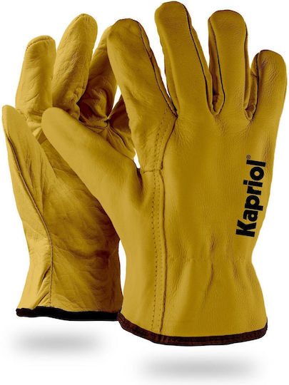 Kapriol Driver Work Gloves Yellow Leather
