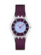 Swatch Time Γυναικείο Ρολόι Μπαταρίας με Μπορντό Καουτσούκ Λουράκι