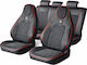 Set Premium De Huse Scaune Auto Blaze Torque Model Sporty Design Universal Ergonomic Piele Sintetica Inserții Textile Negre Roșii