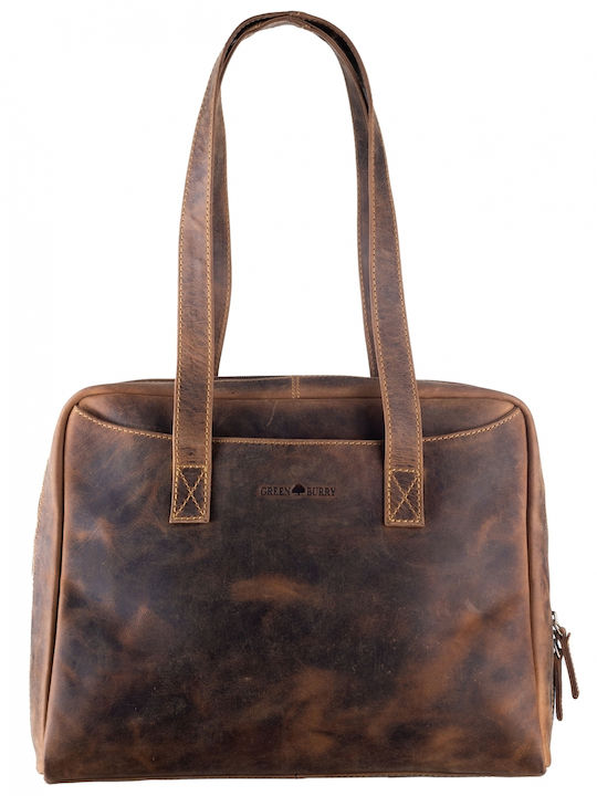 Leder Damen Schultertasche Braun
