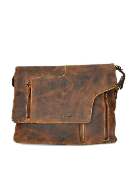 Greenburry Leder Damen Schultertasche Braun