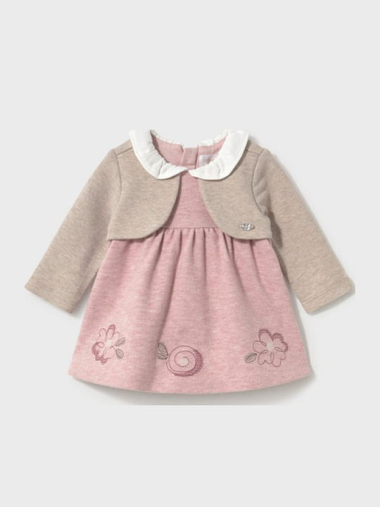 Kids Dress Set with Coat Pink
