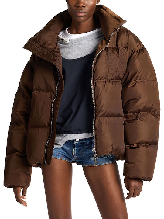 Dsquared2 Jachetă Lungă Puffer Dama Pentru Iarnă Maro Dsquared2 Jachetă Lungă Puffer Dama Pentru Iarnă Maro