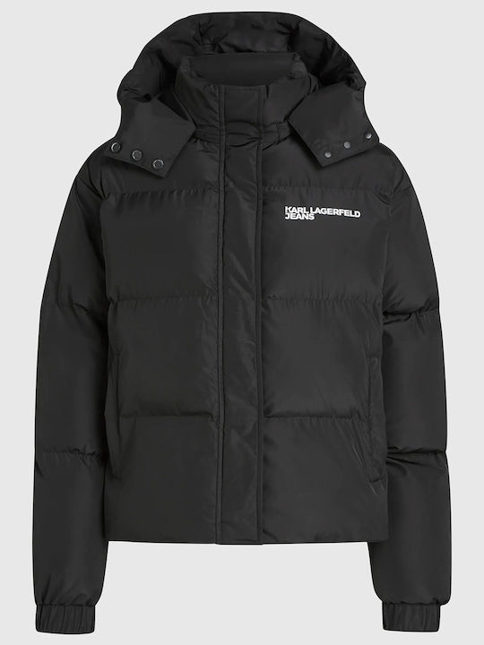 Short Women's Puffer Jacket for Winter Black