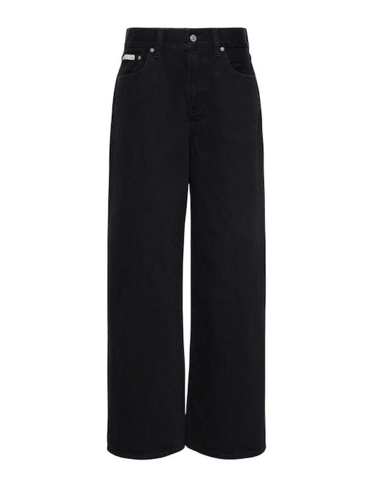 High Rise Women's Jean Pants in Wide Leg Style Black