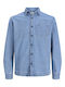 Langärmeliges Herrenhemd Blau Denim