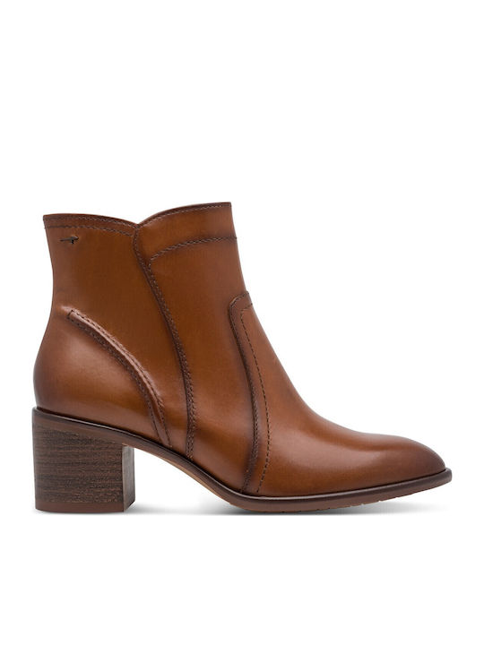 Leder Damen Stiefeletten Tabac Braun