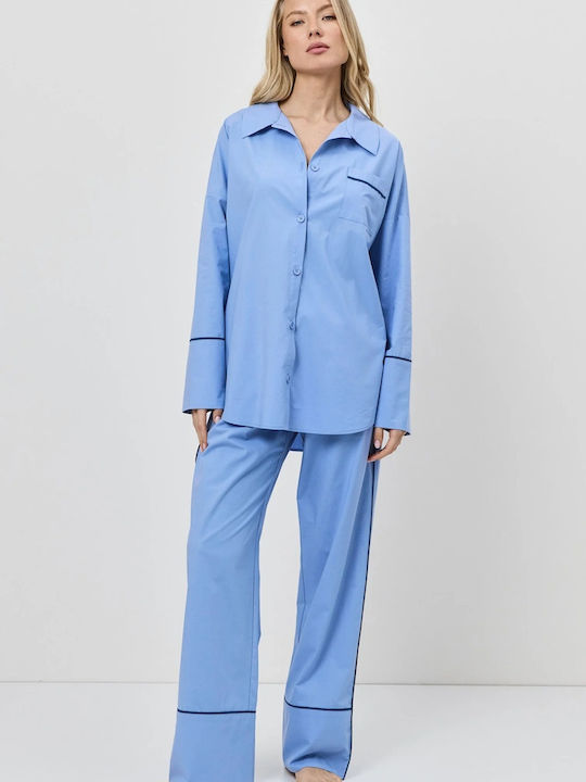 Aruelle Sommerliches Damen-Schlafanzug-Set Hellblau