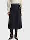 Leather Midi Envelope Skirt Dark Blue