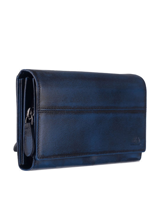 Greenburry Large Leather Women's Wallet Navy Blue