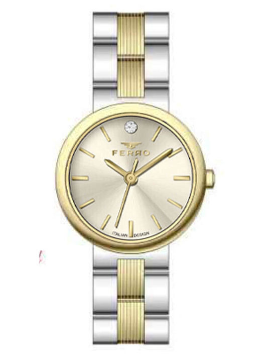 Ferro Womens Battery Watch With Silver Metal Br...