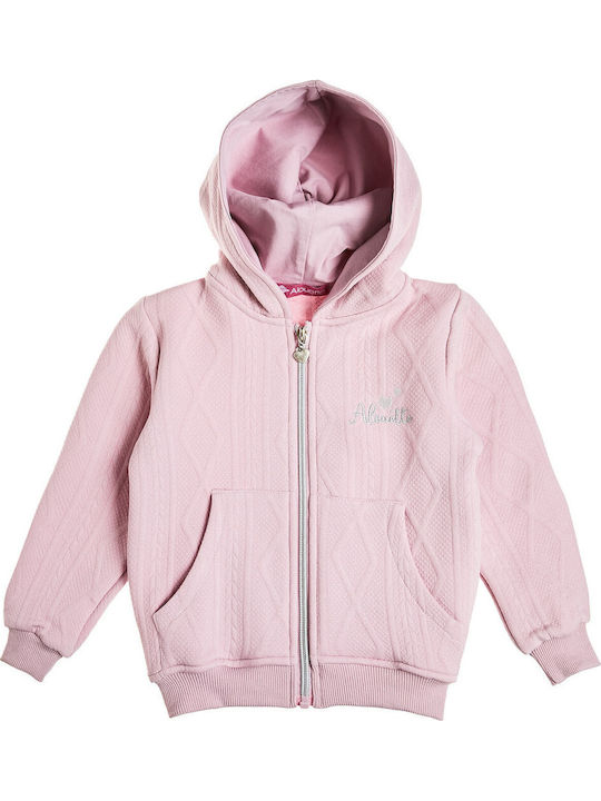 Kinder-Sweatshirt Strickjacke mit Kapuze und Taschen Rosa