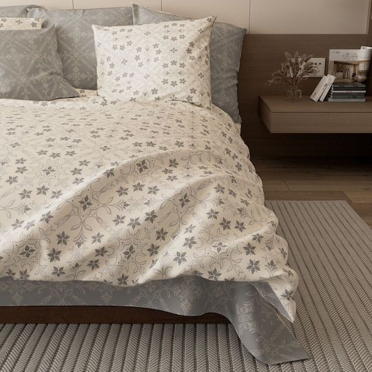 Charalambidis Textiles Salonica Σεντόνι King Size με Λάστιχο 180x200+30εκ. Γκρι
