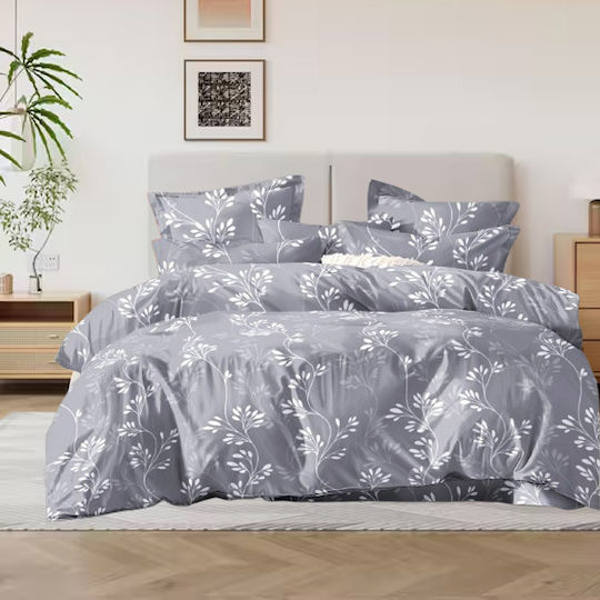 SpitiBazaar Royal Bettlaken Set Super-Doppel 4Stück 160x200+30cm mit Gummibettlaken Graue