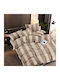 To megalo pazari Set Bettlaken mit 2 Kopfkissenbezügen Super-Doppel mit Gummibettlaken 160x240cm Beige 3Stücke