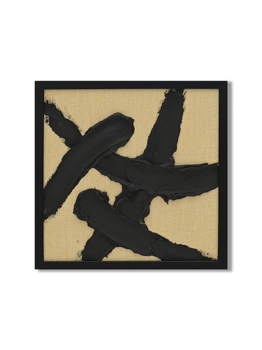 Canvas Painting Brown Black Geometric Designs 40x40x2.3