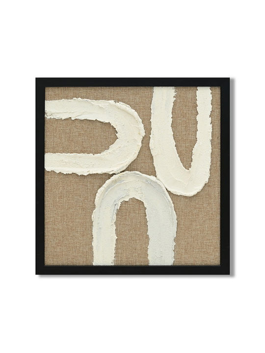 Canvas Painting Brown White Geometric Designs 40x40x2.3