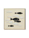 Canvas Painting Embossed Fish White Background 62x62x4.5