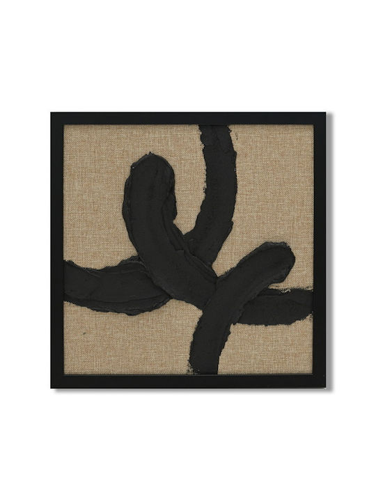 Canvas Painting Brown Black Geometric Designs 40x40x2.3