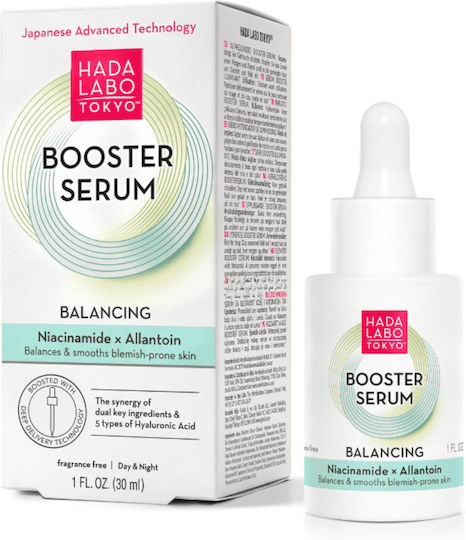 Hada Labo Tokyo Balancing Beruhigend & Feuchtigkeitsspendend Serum Booster Gesicht mit Niacinamid & Hyaluronsäure für Aufhellung & Fehler 30ml