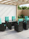 Outdoor Dining Room Set 7 Pieces Turquoise with Pillows