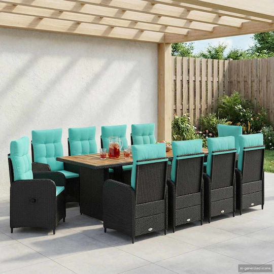 vidaXL Garden & Outdoor Furniture Set 11 Pieces Turquoise with Pillows