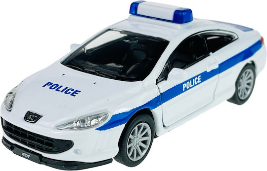 Welly Peugeot 407 Coupe Polizei Statische Modelle Weiß Maßstab 1:34