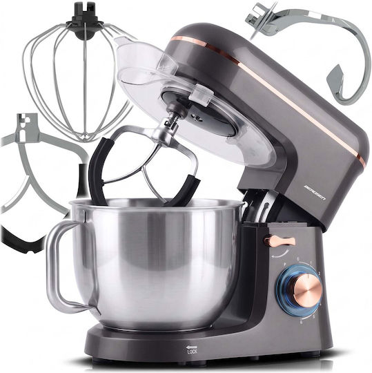 Berdsen Küchenmaschine 1400W mit Rostfreiem Schüssel 6lt Grau