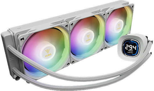 Gamdias Aura GL Digital Răcire cu Lichid AIO CPU cu 3 Ventilatoare 120mm și ARGB Iluminare Albă