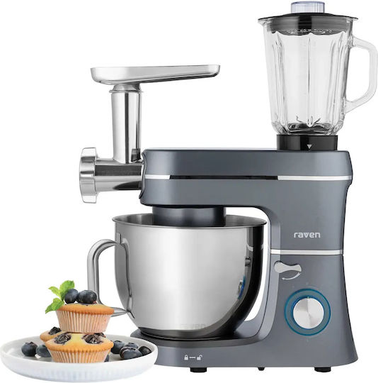Raven Mixer Planetar 1400W cu Bol Inoxidabil 7lt Gri