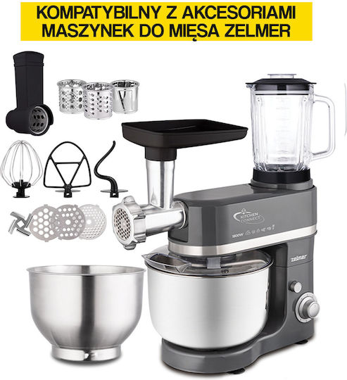 Zelmer Stand Mixer 1800W with Stainless Bowl 5.7lt Grey