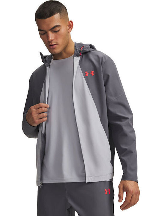 Woven Herren Jacken Wasserdicht Castlerock / Mod Gray / Racer Red