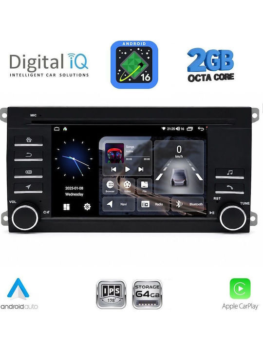 Digital IQ Ηχοσύστημα Αυτοκινήτου για Porsche Cayenne 2002-2011 (Bluetooth/USB/WiFi/GPS/Apple-Carplay/Android-Auto) με Οθόνη Αφής 7"