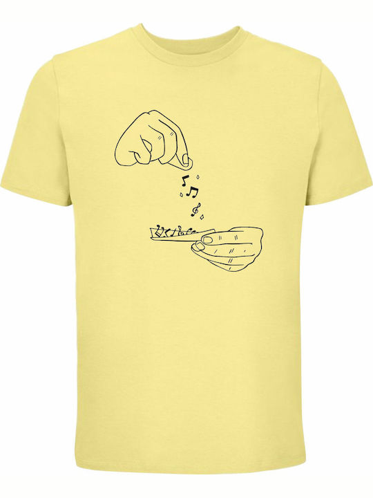 T-shirt Unisex " Addicted To Music " Light Yellow