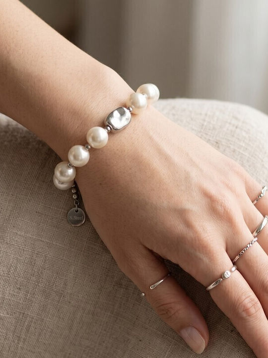 Grekas Women's Silver Bracelet with Pearls