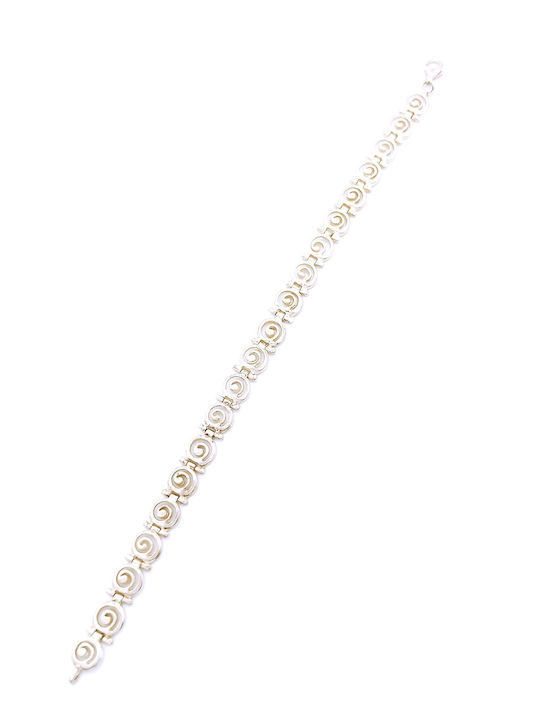 PS Silver Women's Chain Bracelet with Meander Design in Silver 18.2cm