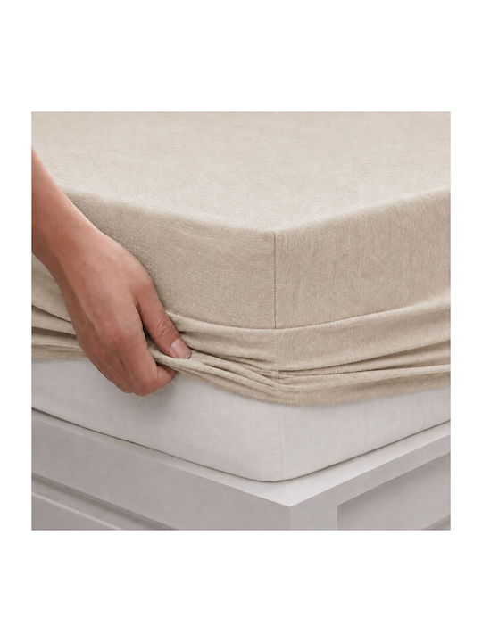 Semi-Double Bed Sheet With Rubber Hugger 120x200cm Beige