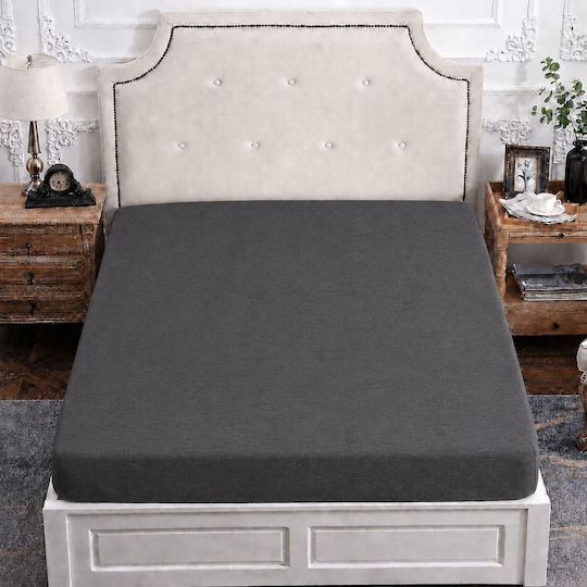 Полудвоен Чаршаф с Ластик 120x200+25см. Anthracite