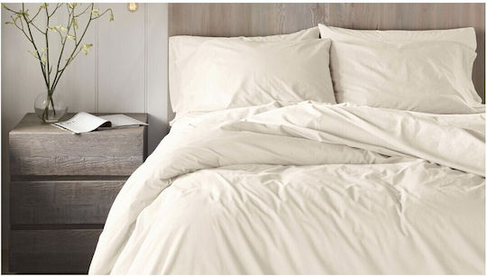 Valeria Home Παπλωματοθήκη Βαμβακερή Ημίδιπλη 180x200 Λευκή
