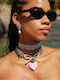 Kaleido Dangle Earrings With Grey Pearls